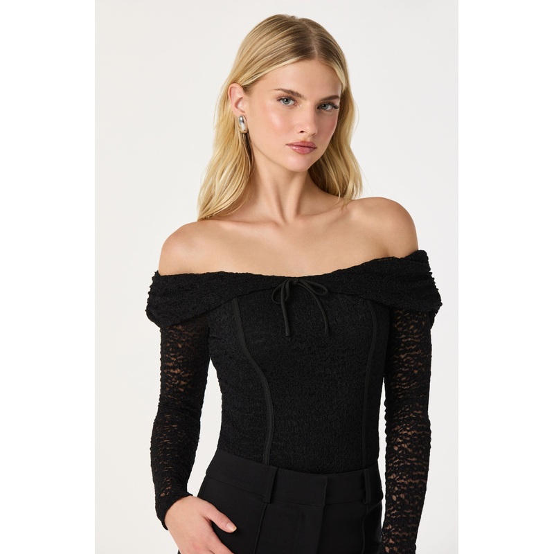 Off Shoulder Lace Top Black