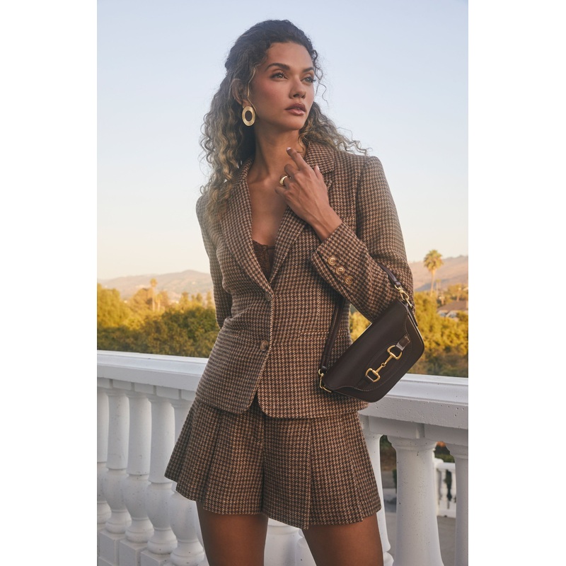 Plaid Tailored Blazer Brown plaid